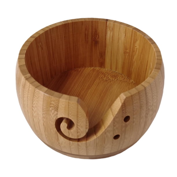 Cuenco para hilo de crochet de 5.9" para crochet, soporte para hilo de tejer, soporte de madera para tejer Bambú