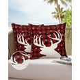 thumbnail image 6 of Pack of 2 Outdoor Pillow Covers, Merry Christmas Buffalo Plaid Red and Black Elk Snowflake Waterproof Square Throw Pillowcase Cushion Decorative Pillow Covers for Couch Patio Tent, 18x18 in, 6 of 6