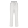 thumbnail image 4 of EYNMVR Womens Linen Pants with Pockets High Waist Comfy White Gauze Pants Casua Lightweight Loose Trousers, 4 of 5