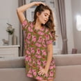 thumbnail image 3 of Balery Cartoon Pigs Camisón de manga corta con cuello redondo para mujer, cómodo y elegante., 3 of 6
