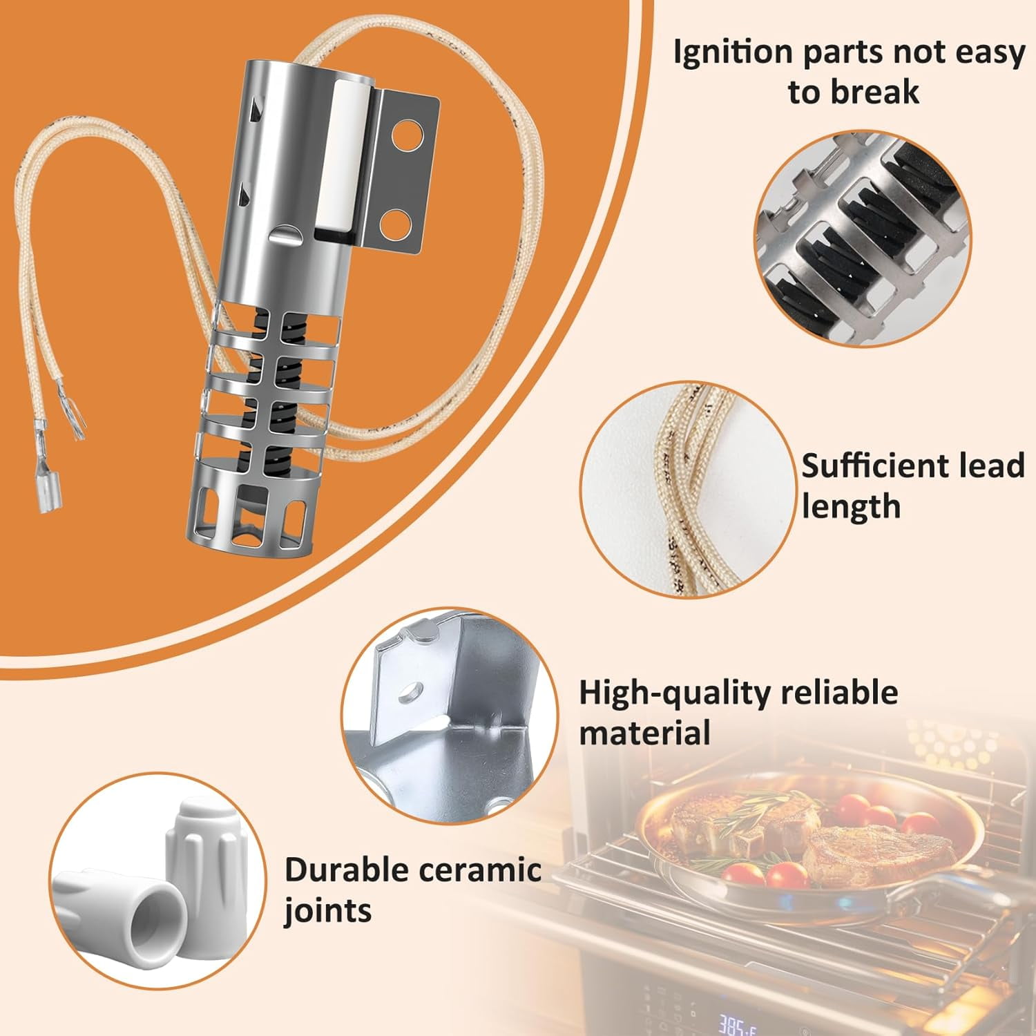w Replacement for GE Oven Igniter with Stable Ignition Function, Replaces GE XL44 Oven Igniter, Compatible with 4342528, WB13K10027, WB13K3, WB13K4, AP2014008