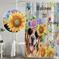 thumbnail image 4 of Spring Dog Shower Curtain Set - Small 36" x 72" Washable Bathtub Curtain with 12 Hooks, Retro Watercolor Botanical Floral Sunflower Waterproof Fabric Stall Shower Curtains for Bathroom/Bathtub Décor, 4 of 6