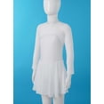 thumbnail image 2 of Sxiwei Kids Girls Long Sleeve Mesh Splice Figure Skating Dress with Rhinestone Keyhole Back Gymnastic White 14, 2 of 6