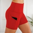 thumbnail image 2 of Summer Pants for Women Lady Solid Pocket High Waist Stretch Underpants Running Fitness Yoga Shorts Casual Yoga Pants Women Petite Bottoms Cropped Running Zipper Fall Attire Brocade Casual Red M, 2 of 5