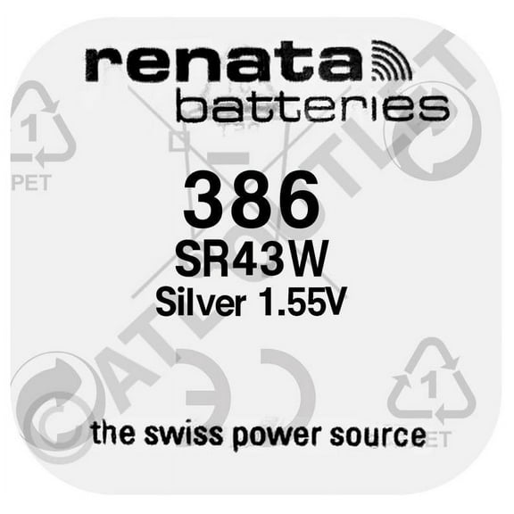 Renata 386 / SR43W Swiss Made 1.55v Silver Oxide Mercury Free Watch Battery