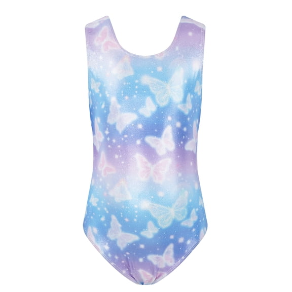 Girls Gymnastics Leotards Sparkly Butterfly Dance Unitard Sleeveless
