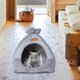 thumbnail image 4 of Cama para perros y gatos en forma de yurta de tela con almohada, alfombra plegable cálida y lavable para mascotas, cama para perros de otoño e invierno, cómodo colchón para mascotas, azul M oso de fresa Electrónica, 4 of 5