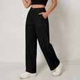 thumbnail image 6 of Atkumj Cotton Linen Pants for Women with Pockets High Waist Button Straight Leg Trouser Pants Casual Solid Color Women Baggy Pants for Everyday Outfit S, 6 of 7