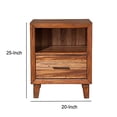 thumbnail image 5 of Transitional Style Nightstand with 1 Drawer and 1 Open Compartment, Brown, 5 of 5