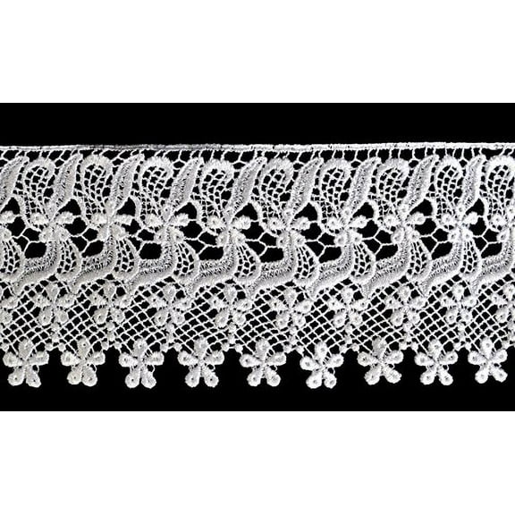 Altotux 3.5" White Venice Vintage Floral Lace Trim By Yard