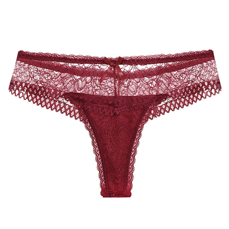 HUPOM Ladies Underwear Panties For Girls Briefs Leisure Tie Comfort Waist  Red M 