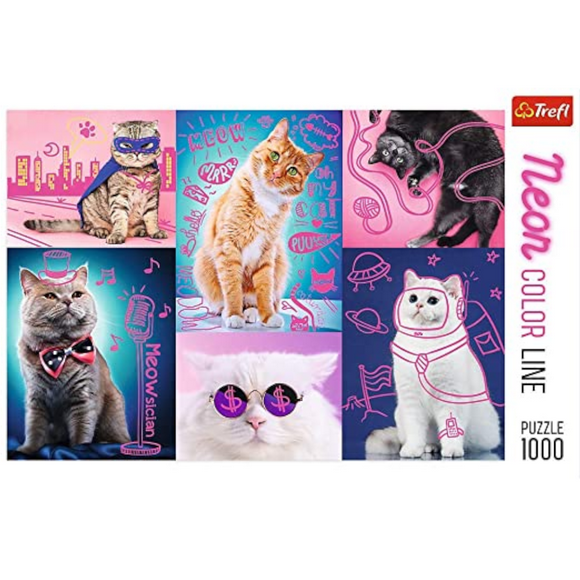 Super Chats Néon - Casse-Tête 1000 Pcs
