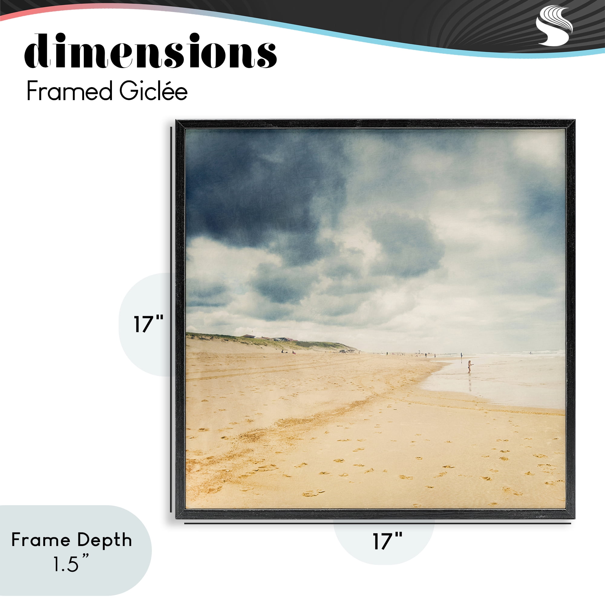 Stupell Industries Beach On A Cloudy Day Black Framed Giclee Art, design by Dirk Wüstenhagen