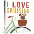 thumbnail image 1 of Global Gallery's 'Beach Bums Pug Bicycle I Love' By Michael Mullan Stretched Canvas Wall Art, 1 of 4