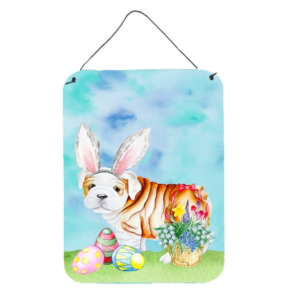 English Bulldog Easter Bunny Wall or Door Hanging Prints