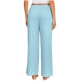 thumbnail image 4 of SELONE Plus Women's Palazzo Pants Mid Waist Plus Size Lounge Pants Wide Leg Cropped Trouser Pants Loose Casual Long Beach Pants Pull on Solid Lightweight Comfy Blue 4XL Tall Breathable Summer Clothes, 4 of 7