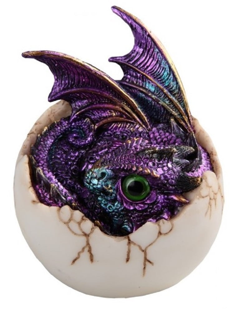 Figurine Baby Dragon purple sitting Medieval Fantasy Mythology NEW w gift box 3" 