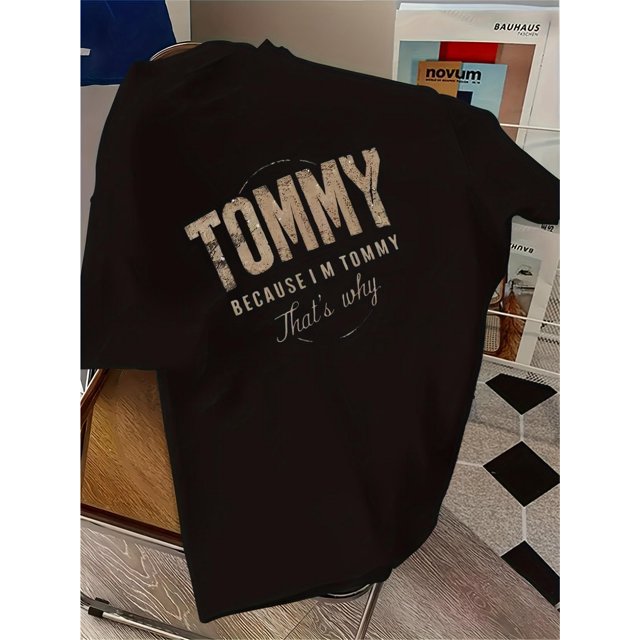 Women'S "Tommy" Graphic Tee - Casual Crew Neck Short Sleeve T-Shirt, Light Blue with Golden Lettering, Summer Fashion Top for Casual Attire, Ladies T Shirt