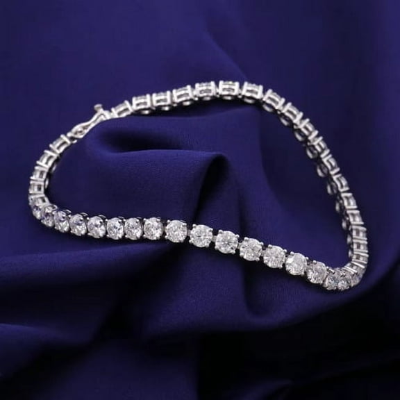 Mangal Jewels 8CT 4MM Round VVS1 Diamond Tennis Bracelet 14k White Gold Finish 7.5"