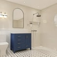 thumbnail image 2 of Ayna Decors Rooh 36 in Navy Blue Bathroom Vanity Set with White Quartz Countertop & 34 in Matching Mirror | Pop-Up Drain and P-Trap Included | Brushed Nickel Hardware | AVR36NB3102, 2 of 10