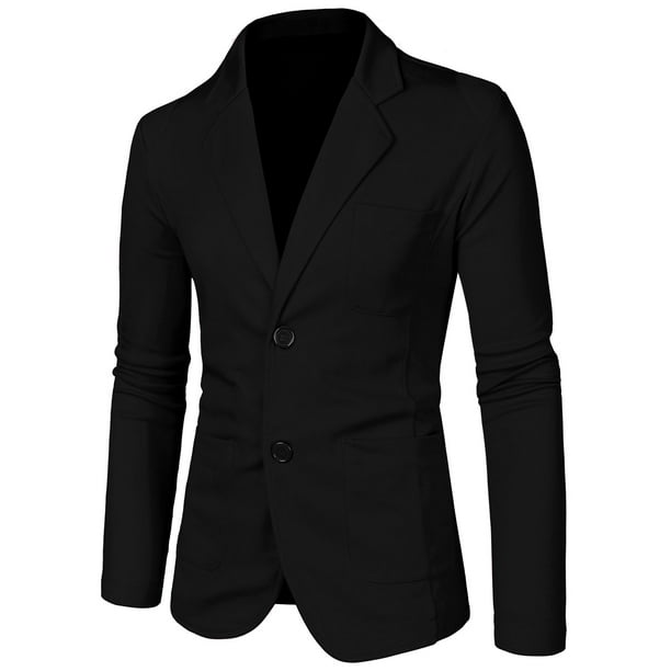 Chaquedeportiinformal pahombre, ajustada, ligera, con botones, chaquede punto con bolsillos Negro 50