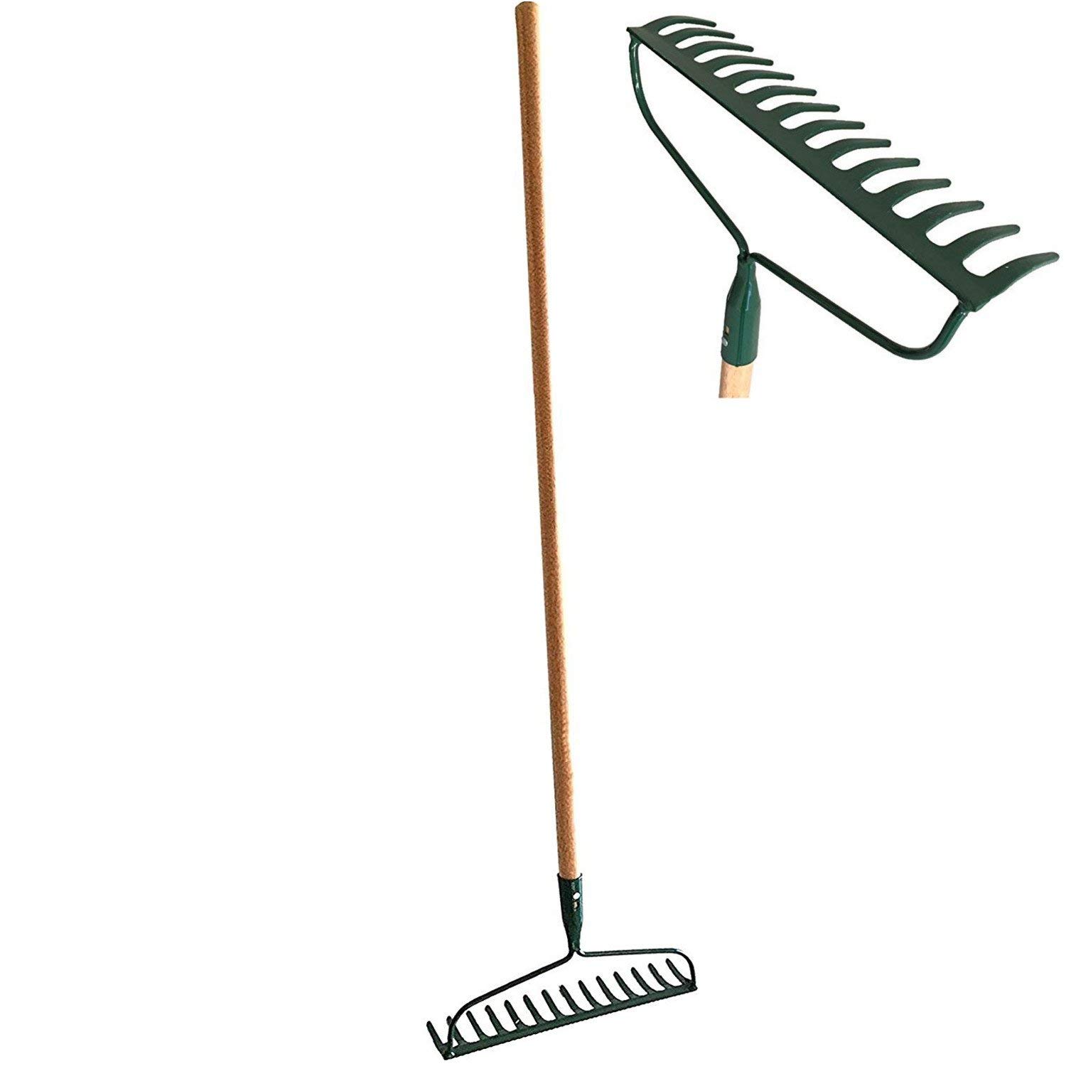 Set of 2 Garden Bow Rake Wood Handle Landscape Cultivator Gardening