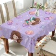 thumbnail image 4 of 60x60 Inch Tablecloth Polyester Square Tablecloth for Home Kitchen Dinner Decor Purple Adorable Mermaid, 4 of 9