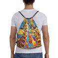 thumbnail image 2 of Drawstring Backpack - Colorful Giraffes with Drinks Splash Proof Small Drawstring Gym Bag for Women Men, Cinch Sports String Bag Backpack for Travel Swimming Beach, 2 of 8