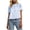 Light Blue, variant on Women's Lace Mesh Panel Blouse, High Neck Short Sleeve Crochet Embroidered Peplum Top, S-2XL