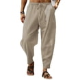 thumbnail image 2 of Pantalones casuales sueltos de lino y algodón transpirables de verano para hombre, 2 of 5