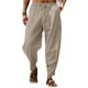 thumbnail image 2 of Pantalones casuales sueltos de lino y algodón transpirables de verano para hombre, 2 of 5