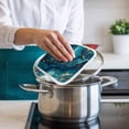 thumbnail image 4 of Teal Blue Marble Pot Holders for Kitchen Heatproof Potholder, 4 Pack Ink Painting Modern Abstract Yellow Hot Pads Multipurpose Oven Pads Cloth Potholders Trivet for Cooking and Baking, 4 of 8