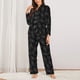 thumbnail image 2 of Balery White Pineapples Conjunto de Pijama con Estampado para Mujer, Conjunto de Dos Piezas con Manga Larga, Ropa de Dormir Suave con Bolsillos, Pijamas Cómodos-Medium, 2 of 7