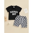 thumbnail image 2 of vera natura Baby Boys Shorts Set, Short Sleeve Letters Print T-shirt with Plaid Shorts Summer Outfit, 2 of 9