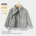 thumbnail image 3 of GYRATEDREAM Toddler Boys Girls Fleece Jacket Baby Autumn Winter Solid Thickened Zipper Long Sleeve Stand Collar Coat Kids Warm Coral Velvet Outwear Gray for 12M-15T, 3 of 8