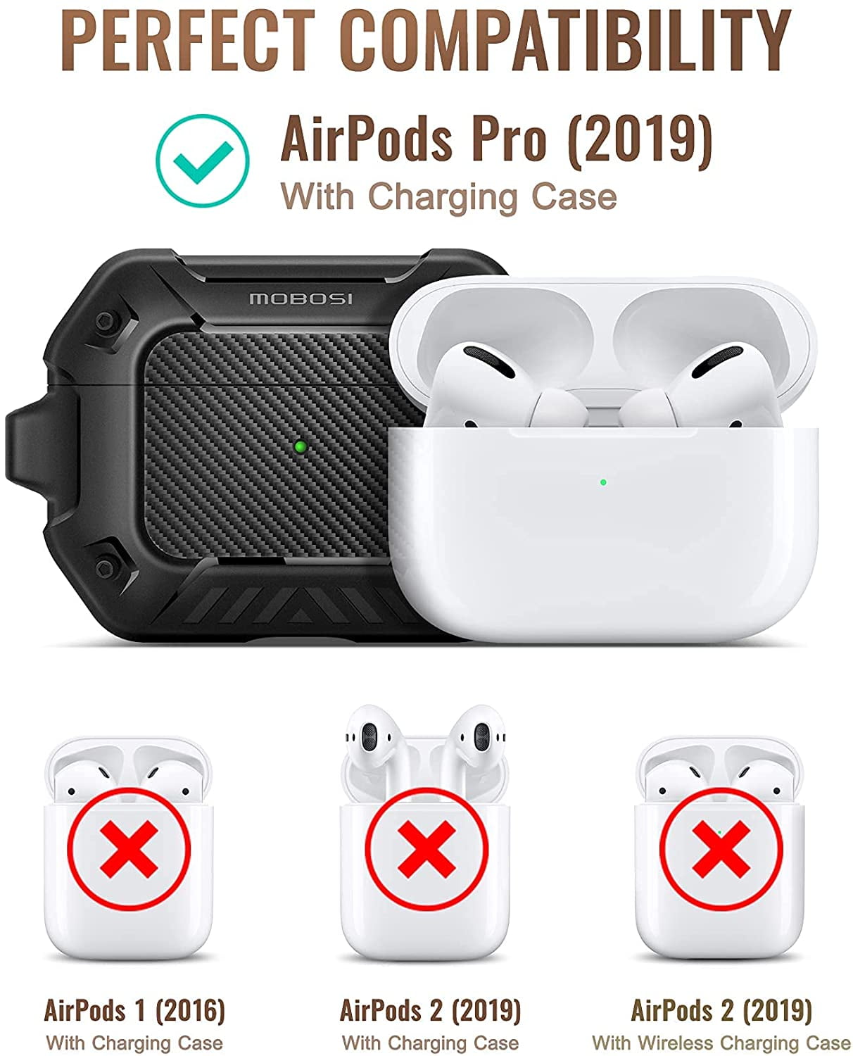 AIMTYD Compatible with AirPods Pro Case, Secure Lock Clip Full Body  Shockproof Hard Shell Protective, Carbon AIMTYD Case Cover with Keychain  for AirPod Pro (2019), Black Black - | Walmart Canada