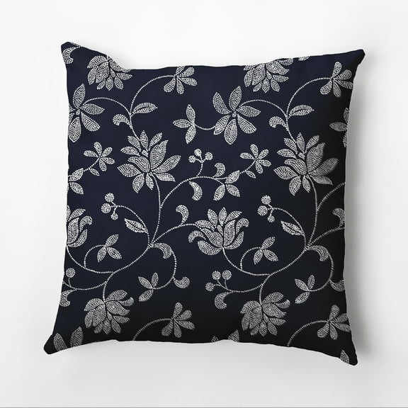 Simply Daisy 16" x 16" Traditional Floral Floral Print Pillow, Navy