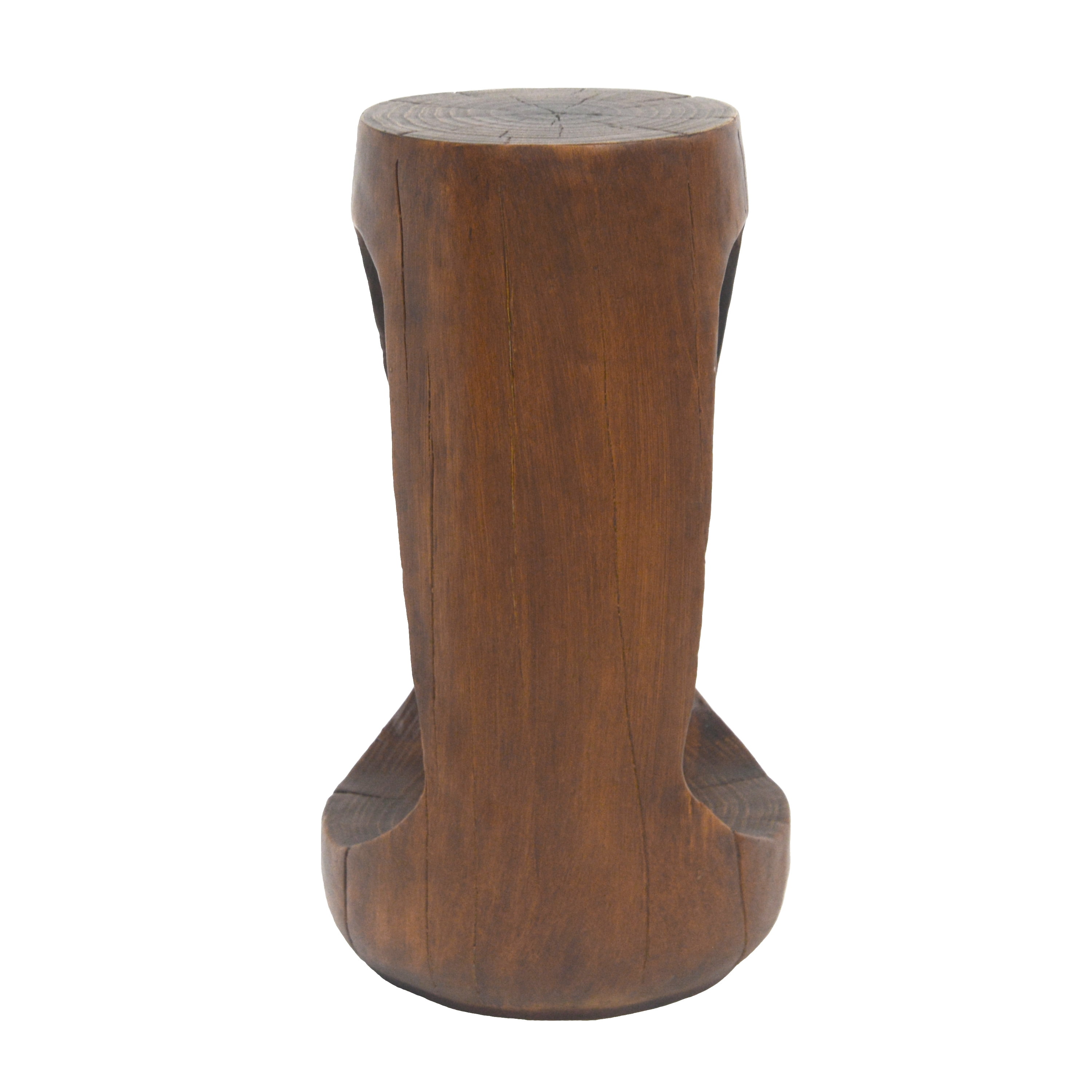 Hollow Design Side Table, Outdoor Lightweight Concrete End Table for Patio Balcony Garden, Antique Brown