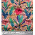 thumbnail image 1 of Soimoi polyester Crepe Fabric Leopard,Tropical Leaves & Floral Fabric Prints By Yard 52 Inch Wide, 1 of 1
