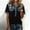 Black, variant on Denim Shirts for Women Button Up V Neck Lapel Collar Casual Short Sleeve Fashion Patchwork Western Blouses 2026