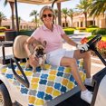 thumbnail image 3 of Golf Cart Seat Covers for 2 Seater,Yellow Blue Morocco Pattern Microfiber Cart Seat Towel Blanket,Modern Moroccan Geometric Absorbent Breathable Non Slip Bench Seats Protector for Golf Course 51"x31", 3 of 9