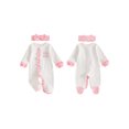 thumbnail image 2 of Cjfdfy Newborn Baby Girl Fall Outfit Little Sister Dot Print Ruffled Long Sleeve Button Footed Romper And Bow Headband Infant Coming Home Outfit Baby Cute Fall Winter Outfits, 2 of 9