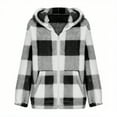 thumbnail image 2 of Guieoi Plus Size Jackets Clearance Women's Fall and Winter Black and White Grid Jackets Cardigan Pocket Coat Zipper Black Black*Friday/Cyber*Monday Clearance, 2 of 8
