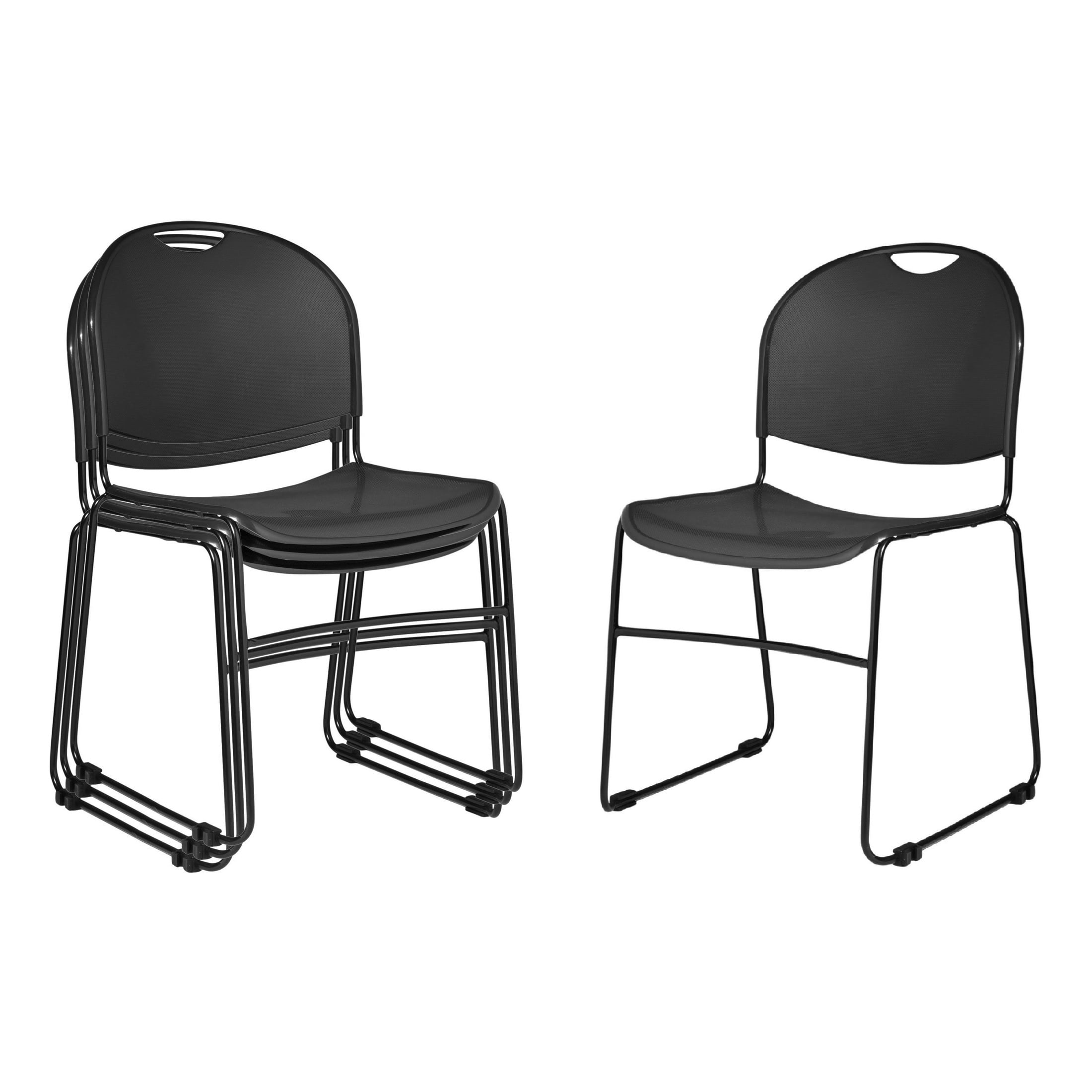 Hampden Furnishings Naomi Basics Black Stack Chair, Polypropylene, Set of 4