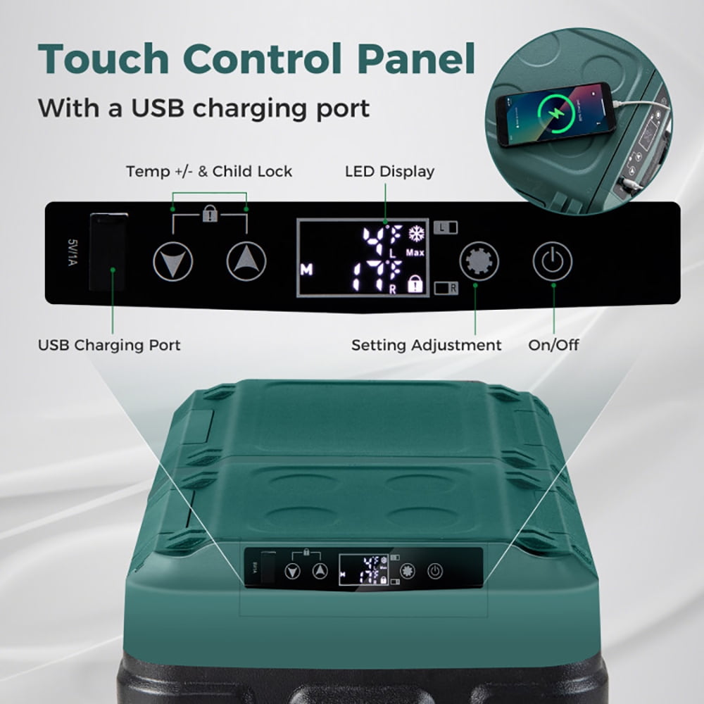 Aimee Lii Dual Zone 12V Car Refrigerator for Vehicles Camping Travel Truck RV Boat Outdoor and Home Use, Portable Water Cooler, Green Aimee Lii Dual Zone 12V Car Refrigerator for Vehicles Camping Travel Truck RV Boat Outdoor and Home Use, Portable Water Cooler, Green