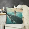 thumbnail image 2 of Summer Throw Pillow Cushion Case , Lady on Vacation Beach Coastal Fun Woman Nautical Whale Mermaid Island Seagulls, Modern Accent Double-Sided Digital Printing,Seafoam Blush, 2 of 5