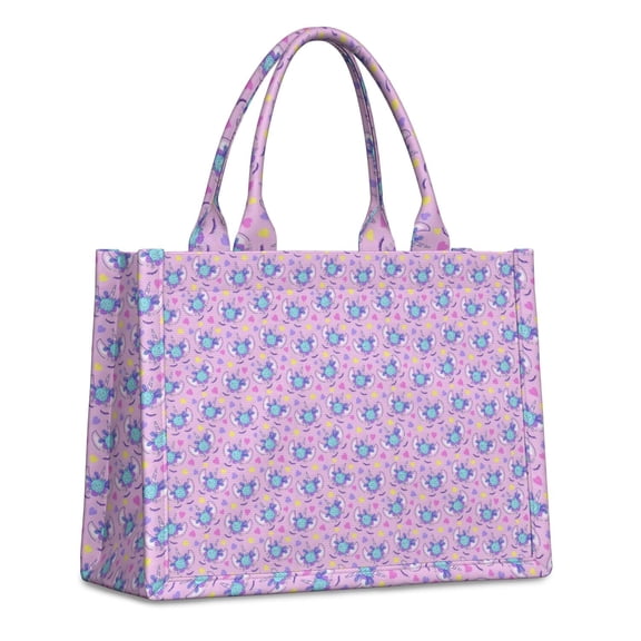 Large Capacity Tote Bag,Light Purple Cartoon Unicorn Heart Pattern Handbag Fashion Luxury Tote Bag,15.7"x13"x 5.1" Inches,Laptop Compatible