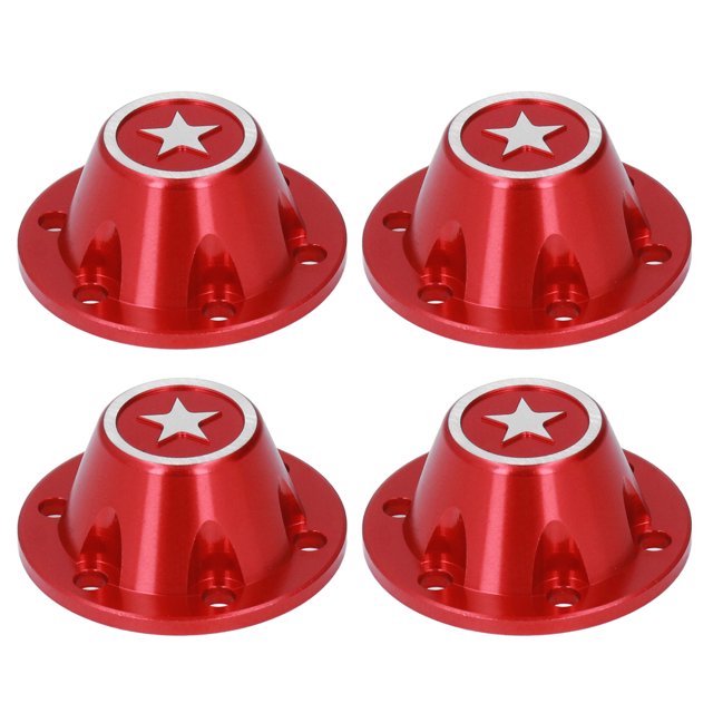 Juego de 4 tuercas hexagonales para ruedas, a prueba de polvo, portátiles, para control remoto, para coches RC 1/6, cubiertas universales de bloqueo de neumáticos de color rojo
