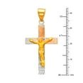 thumbnail image 3 of Wellingsale 14K Tri 3 Color Gold Polished Diamond Cut Religious Catholic Latin Crucifix Charm Pendant, 3 of 5