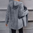 thumbnail image 5 of PNTUTB Women's Winter Fleece Warm Comfort Solid Color Vertical Stripes Long Sleeve Hooded Casual Cardigan Coat, 5 of 6